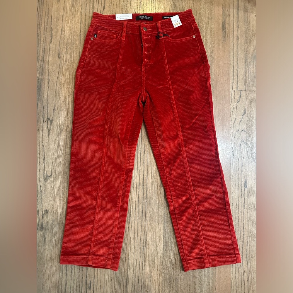 Judy Blue High Waist Ankle Straight Corduroy Rust Colored Pants-NWT-Size 9
